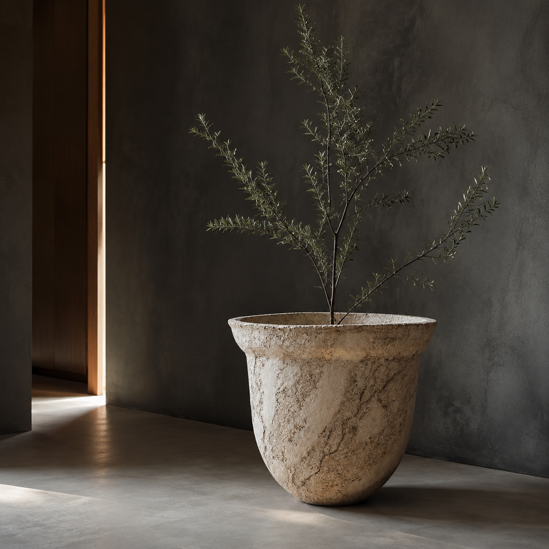 Layered handcrafted construction of a Donizza.art planter